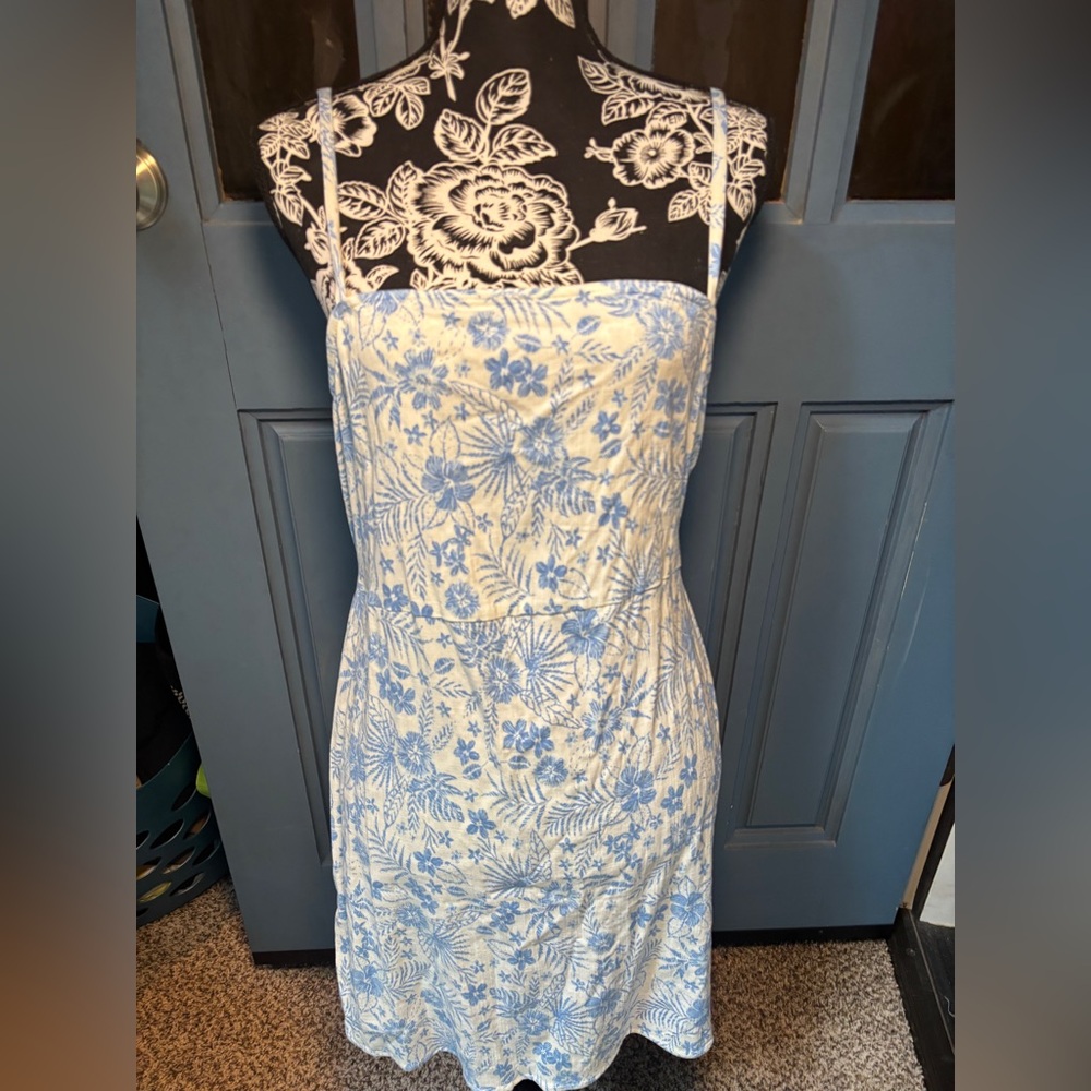 wild fable White Dress with Light Blue Floral Print - Mini Sundress